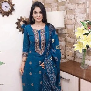 Unstitched Cotton Three Piece-Shalwer Kameez For Women